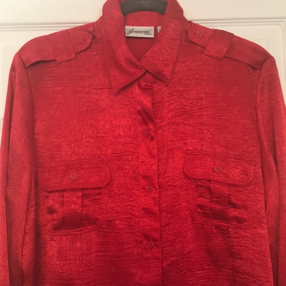 NWT Red Button Down by Joanna - Picture 4 of 5